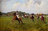 Famous West Paintings - Playing Polo At Cowdray Park, West Sussex
